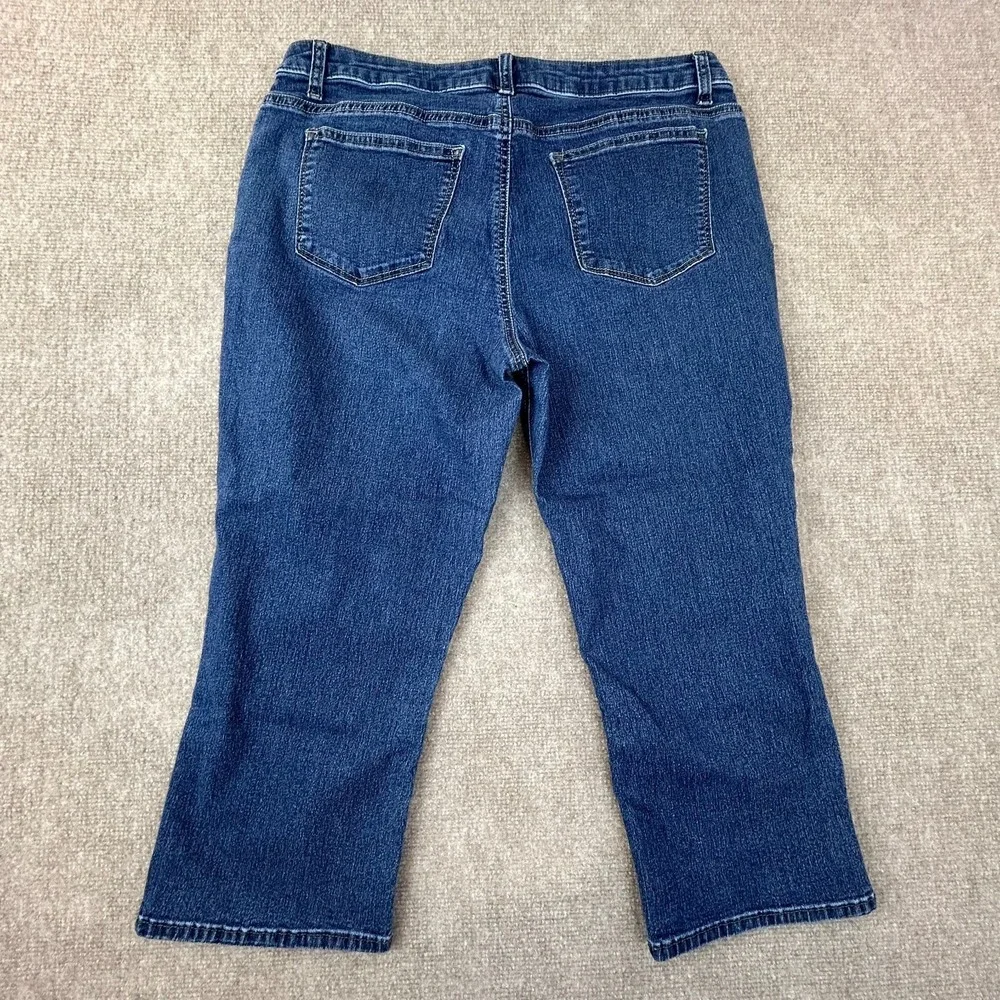 Lee Riders Capri Jeans Womens 14 Blue Denim Cotton Stretch Mid Rise Whiskers